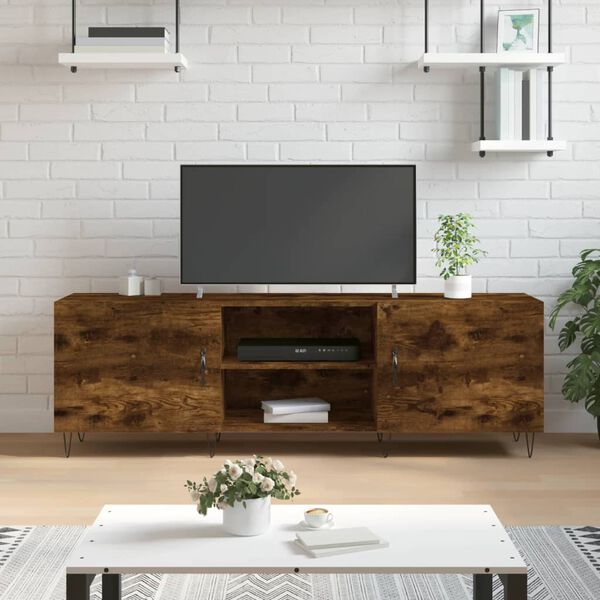 vidaXL TV Cabinet Smoked Oak 150x30x50 cm Engineered Wood