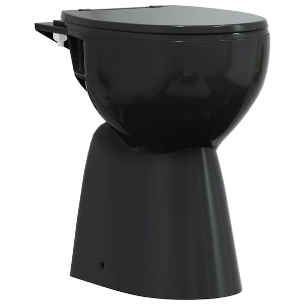 vidaXL Rimless Toilet 7 cm Extra Height Soft Close Ceramic Black