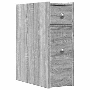 vidaXL Narrow Bathroom Cupboard with Wheels Grey Sonoma