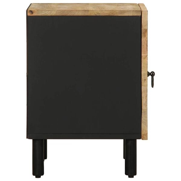 vidaXL Bed Cabinet Black 40x33.5x46 cm Solid Rough Wood Mango