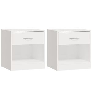 vidaXL Bedside Cabinets 2 pcs with Drawer High Gloss White