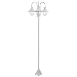 vidaXL Garden Post Light E27 220 cm Aluminium 3-Lantern White