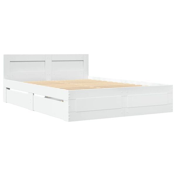 vidaXL Bed Frame with Headboard without Mattress White 140x200 cm