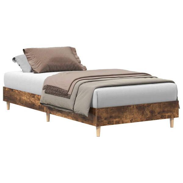 vidaXL Bed Frame No Mattress Smoked Oak 90x200 cm Engineered Wood