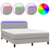 vidaXL Box Spring Bed with Mattress&LED Light Grey 140x200cm Fabric