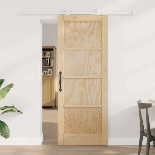 vidaXL Sliding Door Brown 78 x 202 cm Solid Pine Wood