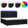 vidaXL Box Spring Bed with Mattress&LED Black 200x200 cm Fabric