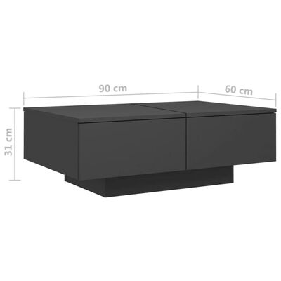 vidaXL Coffee Table Grey 90x60x31 cm Engineered Wood