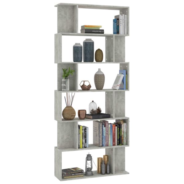 vidaXL Book Cabinet/Room Divider Concrete Grey 80x24x192 cm Engineered Wood