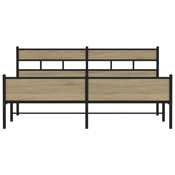 vidaXL Metal Bed Frame without Mattress Sonoma Oak 180x200 cm Super King