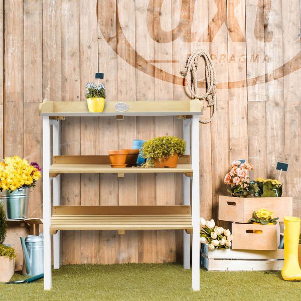 AXI Potting Table with 2 Storage Shelves Brown and White
