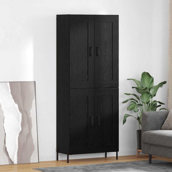 vidaXL Highboard 2 pcs Black Oak Engineered Wood