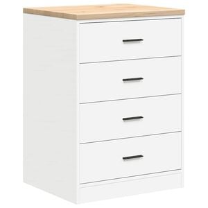 vidaXL Garage Storage Cabinet White 60x51x85 cm Solid Wood Pine