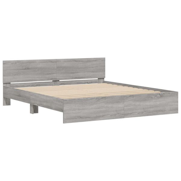 vidaXL Bed Frame without Mattress Grey Sonoma 180x200 cm Super King