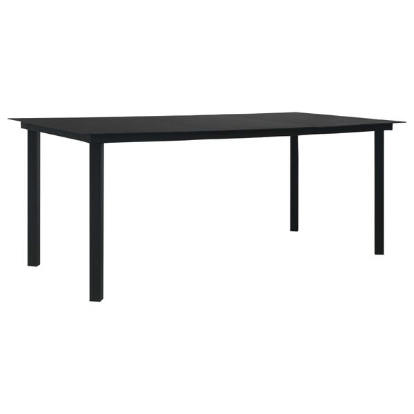 vidaXL Garden Dining Table Black 190x90x74 cm Steel and Glass