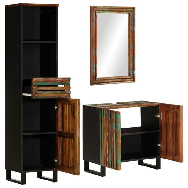vidaXL 3 Piece Bathroom Furniture Set Solid Wood Acacia