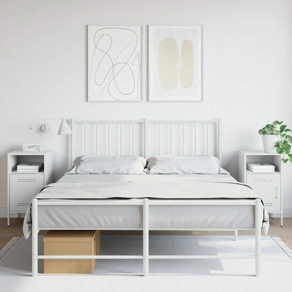 vidaXL Bedside Cabinets 2 pcs White 36x39x68 cm Steel