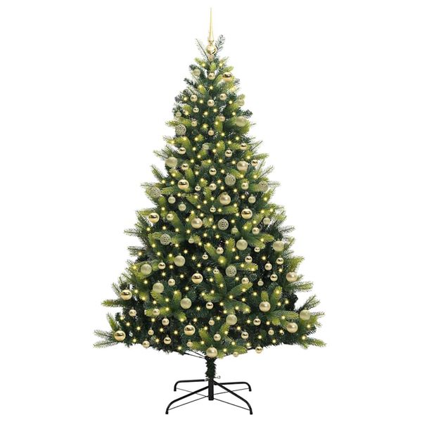 vidaXL Artificial Hinged Christmas Tree 300 LEDs Green 210 cm
