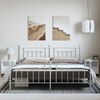 vidaXL Metal Bed Frame without Mattress with Footboard White 193x203cm