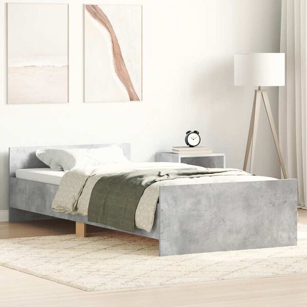 vidaXL Bed Frame without Mattress Concrete Grey 90x200 cm