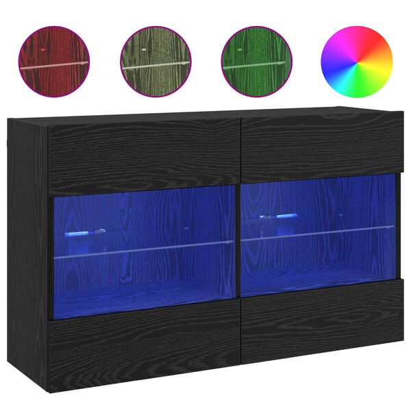 vidaXL TV Wall Cabinet Black Oak 98.5 x 30 x 60.5 cm Engineered Wood