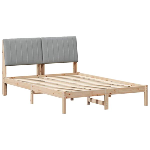 vidaXL Bed Frame Light Grey 140 x 190 cm Solid Pine Wood