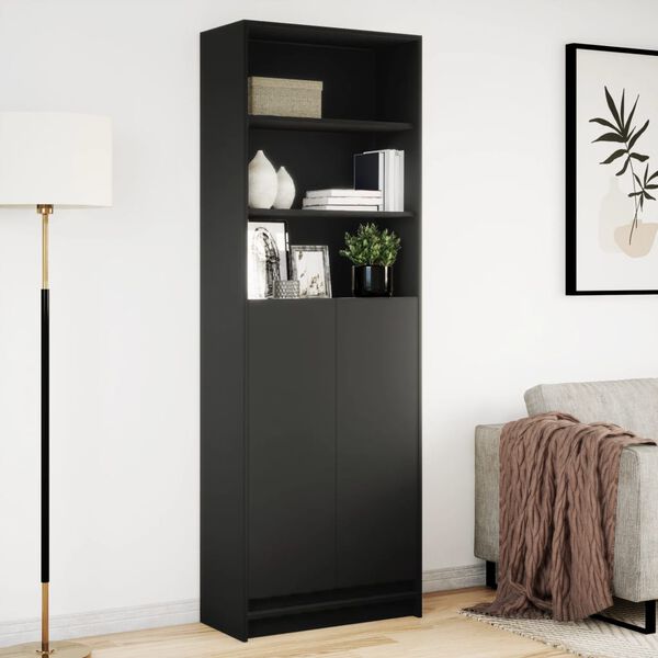 vidaXL Highboard with LED Black 69x32.5x200 cm Engineered Wood