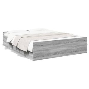 vidaXL Bed Frame with Drawers without Mattress Grey Sonoma 150x200 cm King Size