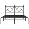 vidaXL Metal Bed Frame without Mattress with Headboard Black 120x190cm