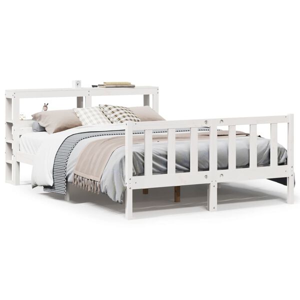 vidaXL Bed Frame without Mattress White 150x200 cm King Size Solid Wood Pine