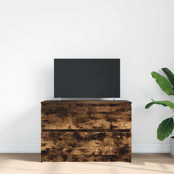 vidaXL TV Cabinet Smoked Oak 80x35x54 cm Engineered Wood