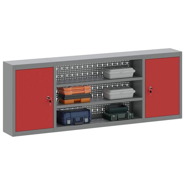 vidaXL Work Cabinet Set with Storage Manual 10 pcs Red