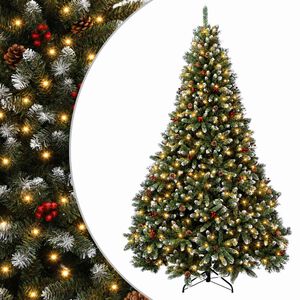 vidaXL Artificial Hinged Christmas Tree 240 cm 600 LEDs Warm White