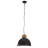 vidaXL Industrial Hanging Lamp 25 W Black Round Mango Wood 50 cm E27
