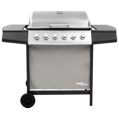 vidaXL Gas BBQ Grill with 6 Burners Black and Silver (FR/BE/IT/UK/NL only)