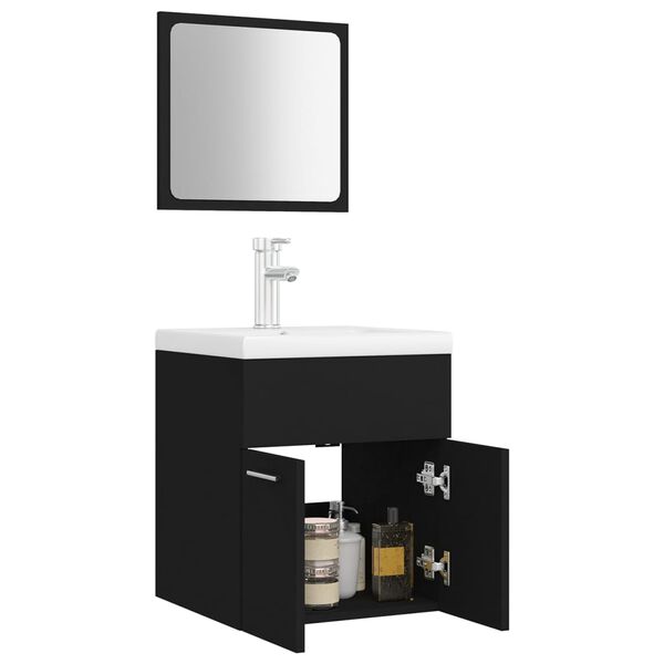vidaXL Bathroom Furniture Set Black Engineered Wood