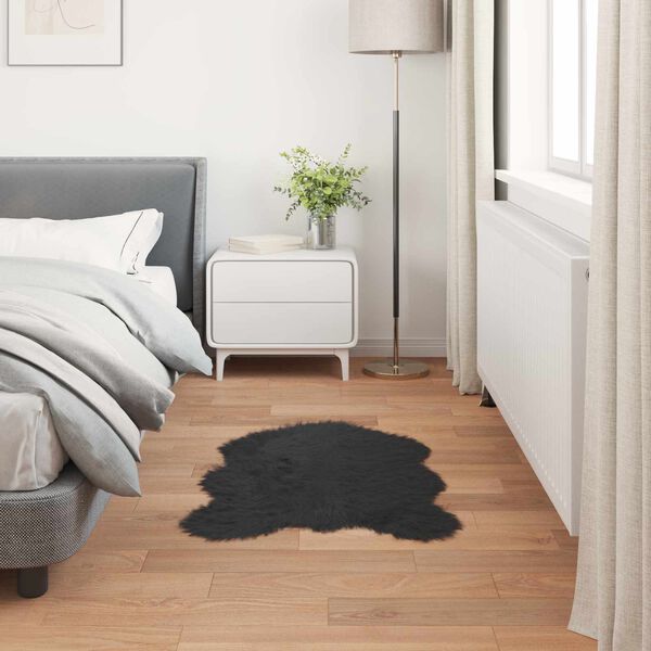 vidaXL Faux Sheepskin Rug Tafalla Black 50 x 80 cm Polyester