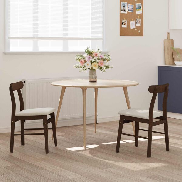 vidaXL Dining Chair 2 pcs Dark Brown and Light Solid Rubber Wood