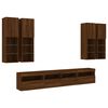 vidaXL 7 Piece TV Wall Cabinet Set with LED Lights Brown Oak