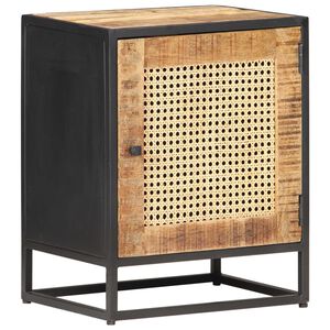 vidaXL Bedside Cabinet 40x30x50 cm Rough Mango Wood and Natural Cane