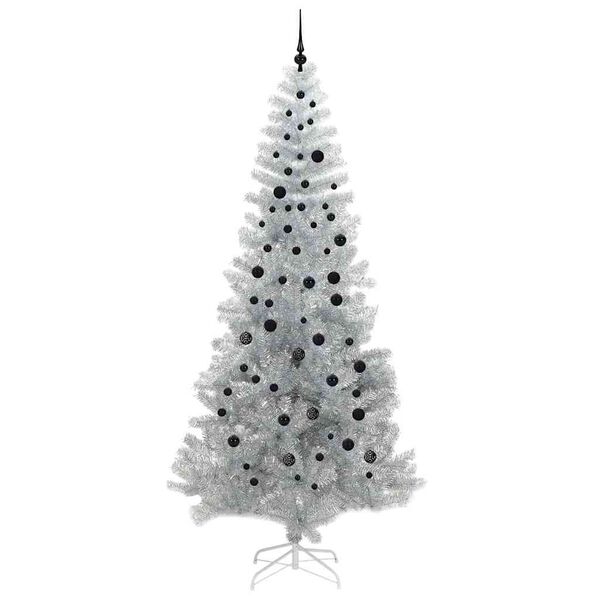 vidaXL Christmas Tree with 300 LEDs with Stand Silver 240 cm PET