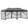 vidaXL Folding Party Tent with Sidewalls Black 3x6 m