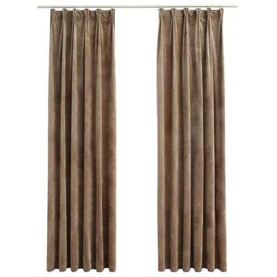 vidaXL Blackout Curtains 2 pcs with Hooks Velvet Beige 140x245 cm