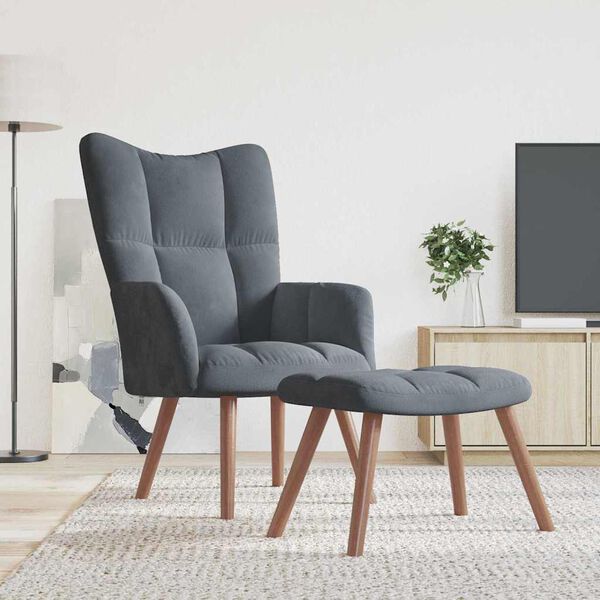 vidaXL Relaxing Chair 2 pcs Dark Grey Velvet