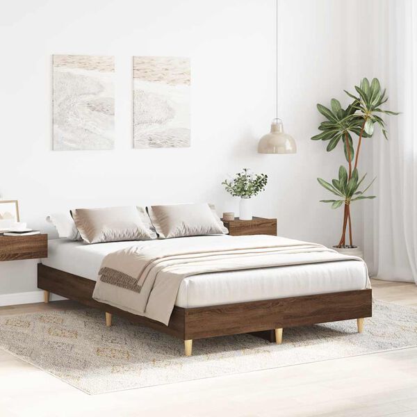 vidaXL Bed Frame No Mattress Brown Oak 120x200 cm Engineered Wood