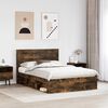 vidaXL Bed Frame Smoked Oak 140 x 190 cm Solid Pine Wood