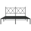 vidaXL Metal Bed Frame without Mattress with Headboard Black 140x190cm