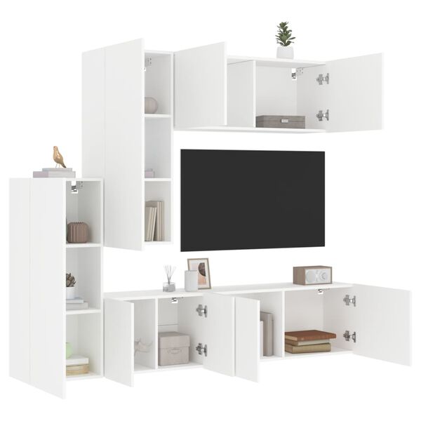 vidaXL 5 Piece TV Wall Units White Engineered Wood