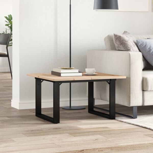 vidaXL Coffee Table O-Frame 60x60x40 cm Solid Wood Pine and Steel