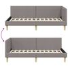 vidaXL Corner Bed Frame with Headboard Taupe 90 cm x 200 cm Velvet